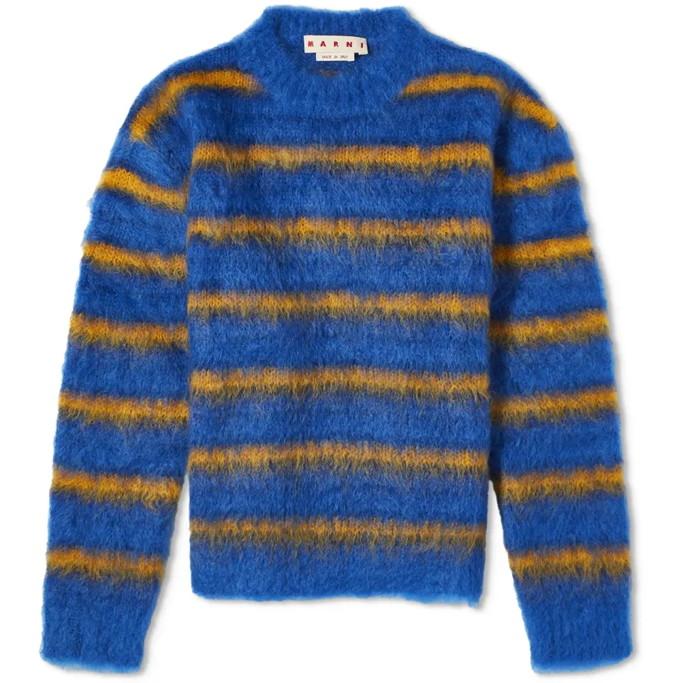 Stripe Mohair Crew Sweat