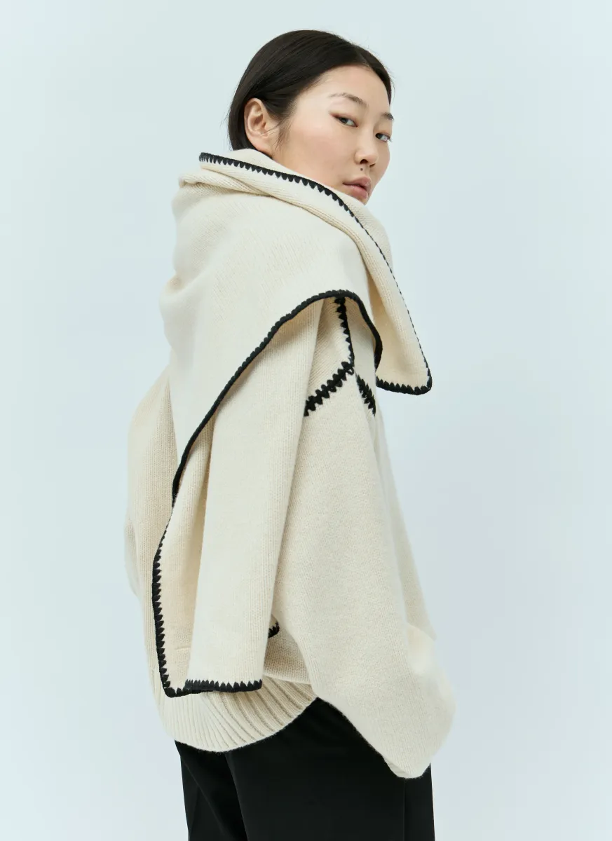 Embroidered Wool Cashmere Scarf