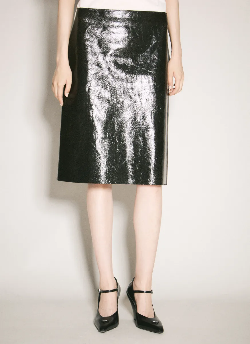Craquelé Leather Skirt