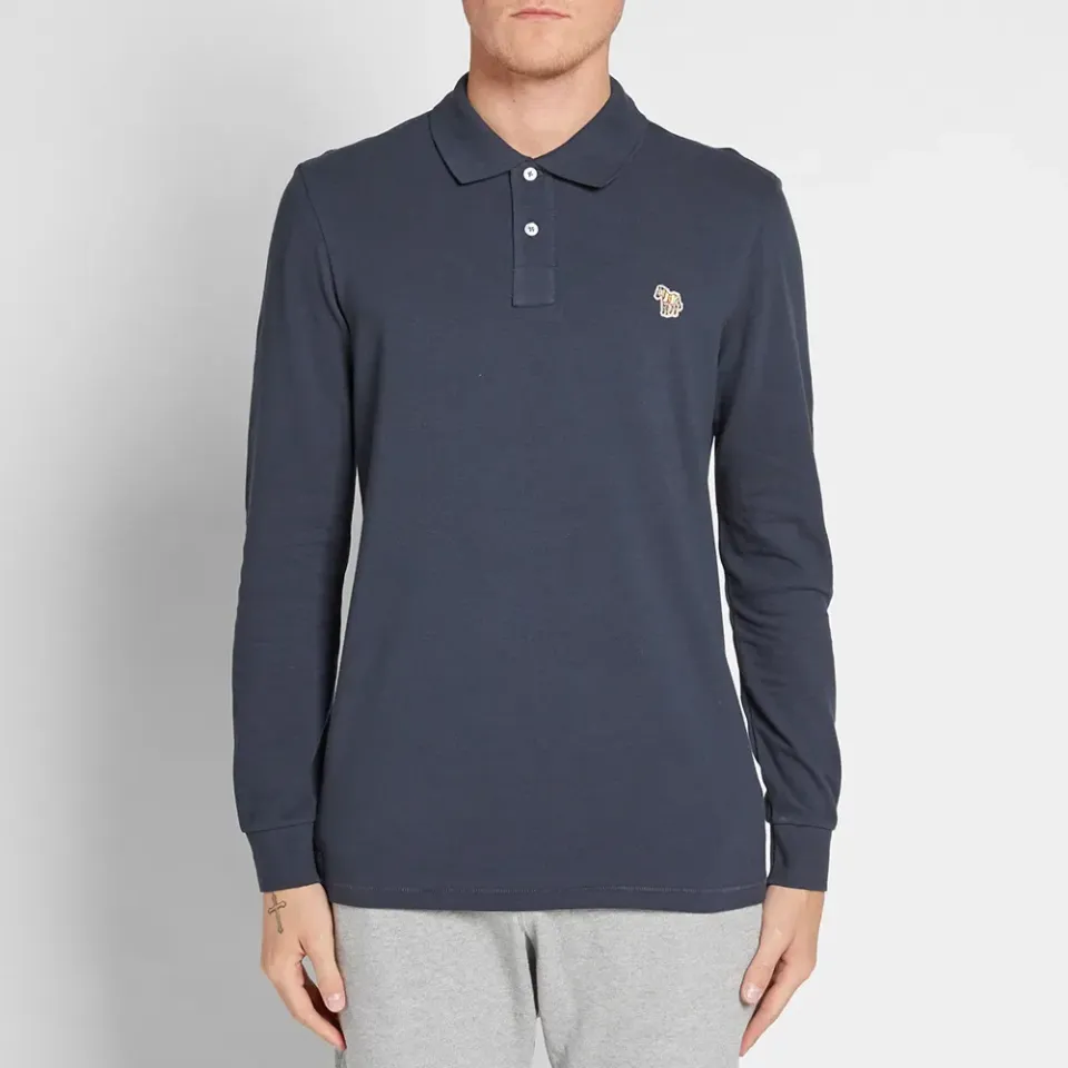 Long Sleeve Regular Fit Zebra Polo