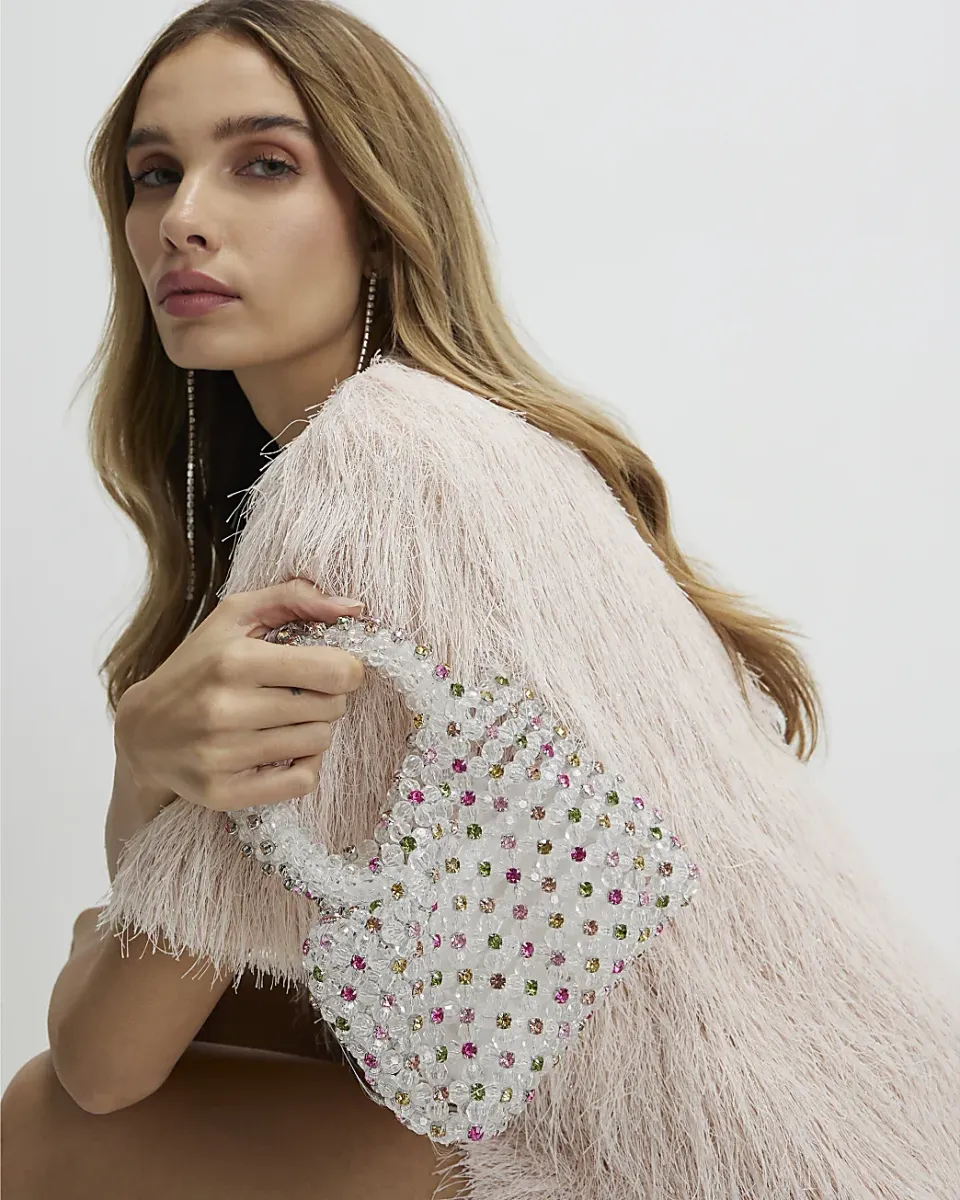 Multi Colour Diamante Beaded Clutch Bag