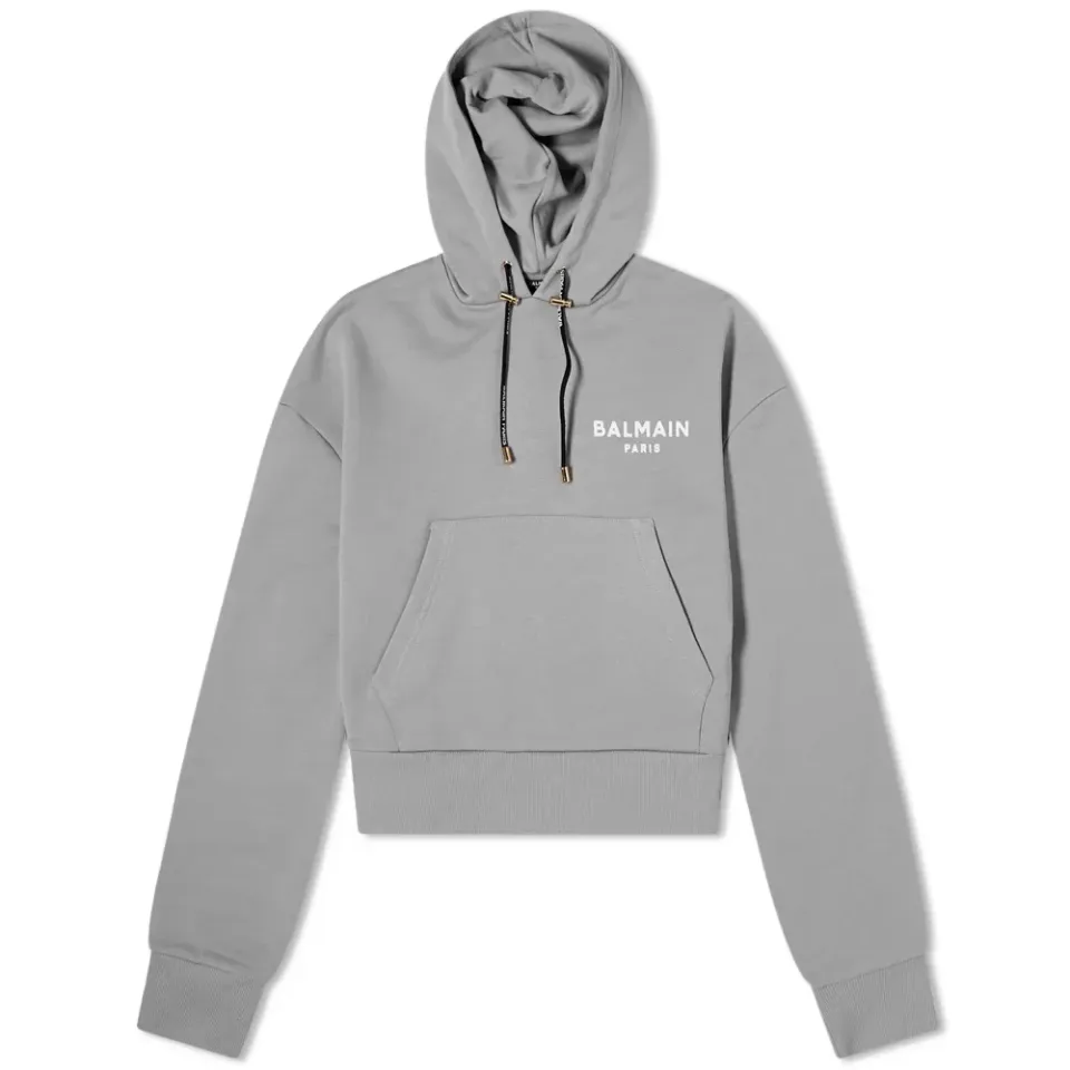Flock Logo Crop Hoodie