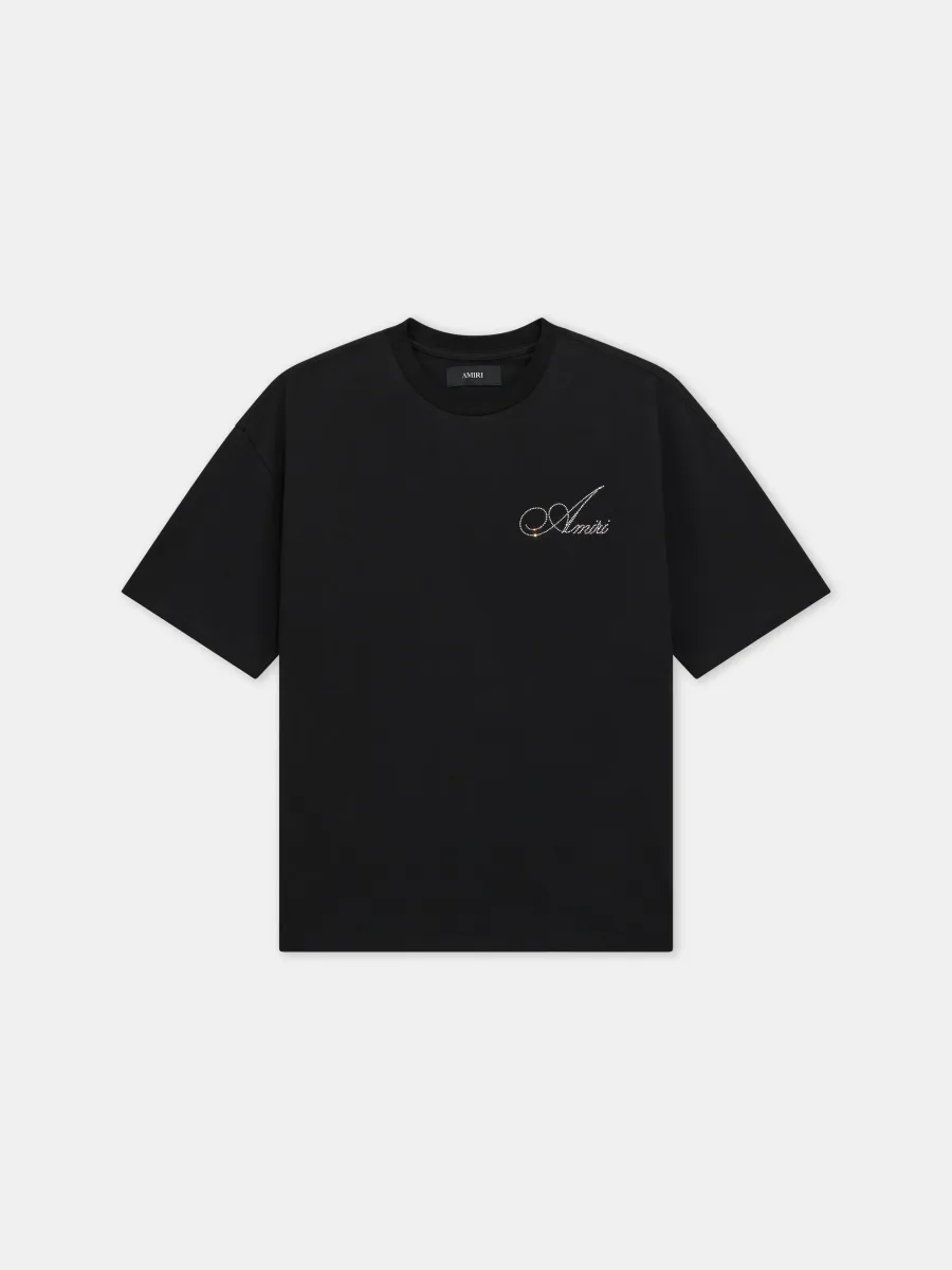 CRYSTAL AMIRI SCRIPT OVERSIZED TEE - Black