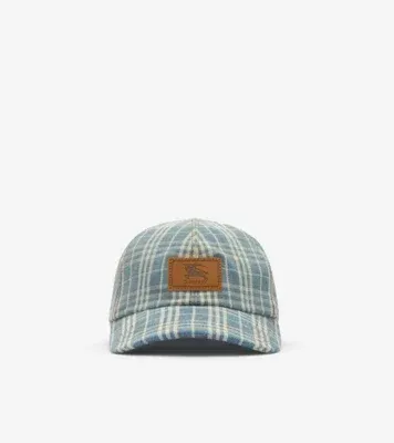 Check Denim Baseball Cap in Dark indigo blue
