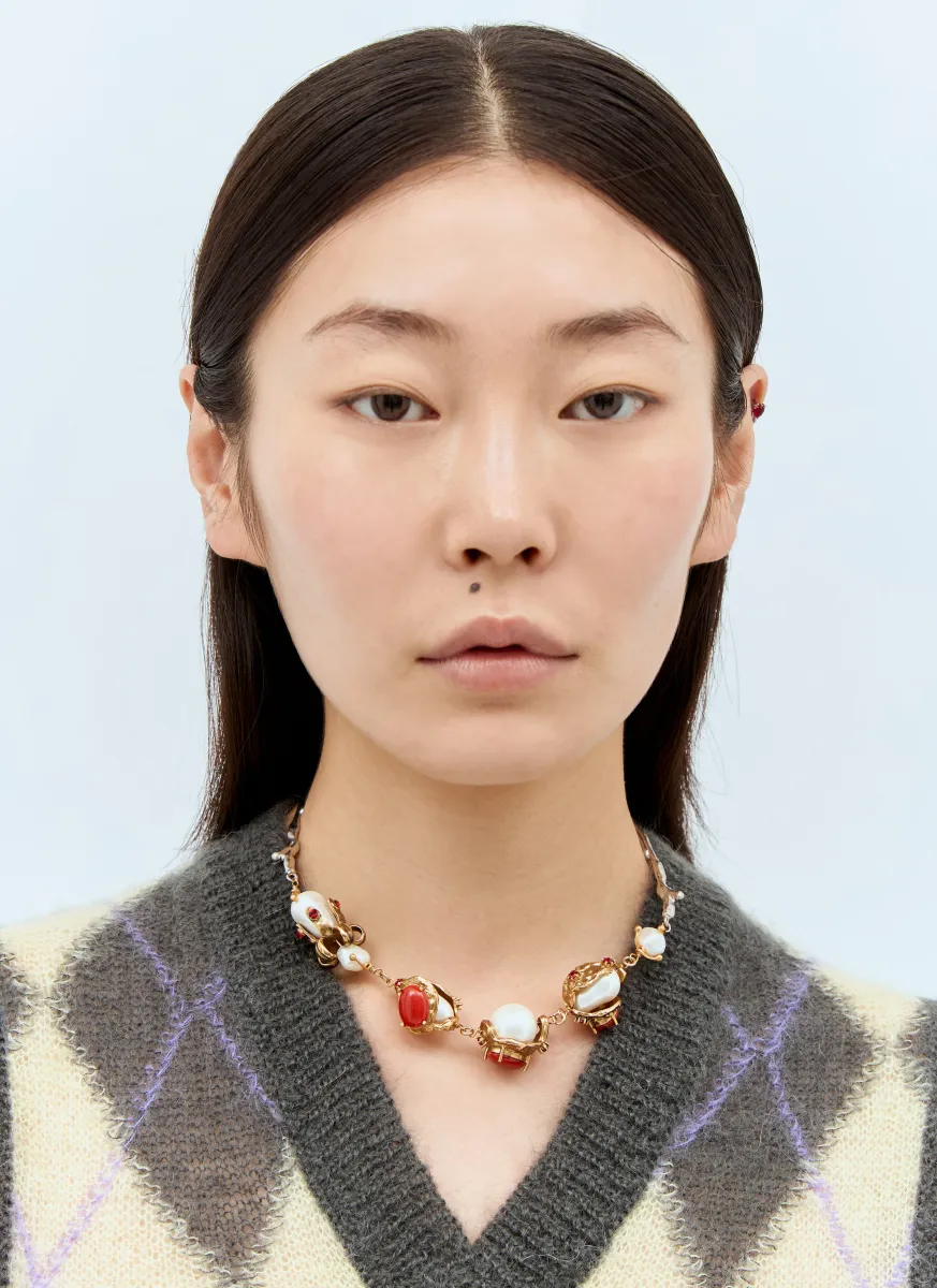 Encased Pearls Branch Necklace