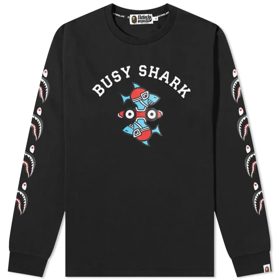 Long Sleeve Busy Shark Relaxed Fit T-Shirt