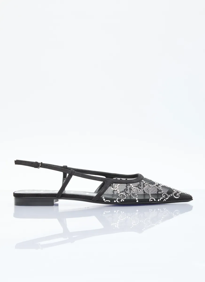 GG Crystal Slingback Flats