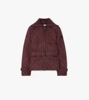 Micro Check-stitch Nylon Abbeydale Jacket in Vineyard red