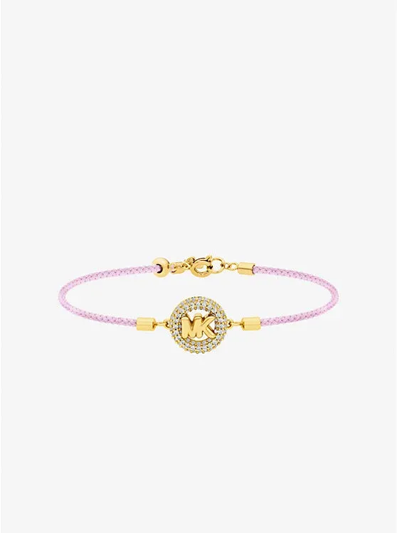 Pavé Gold-Tone Logo Corded Bracelet