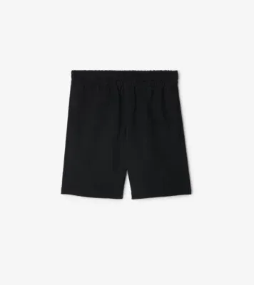 Check Label Cotton Shorts in Black