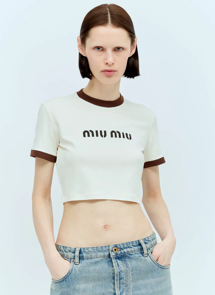 Logo Print Cropped T-Shirt