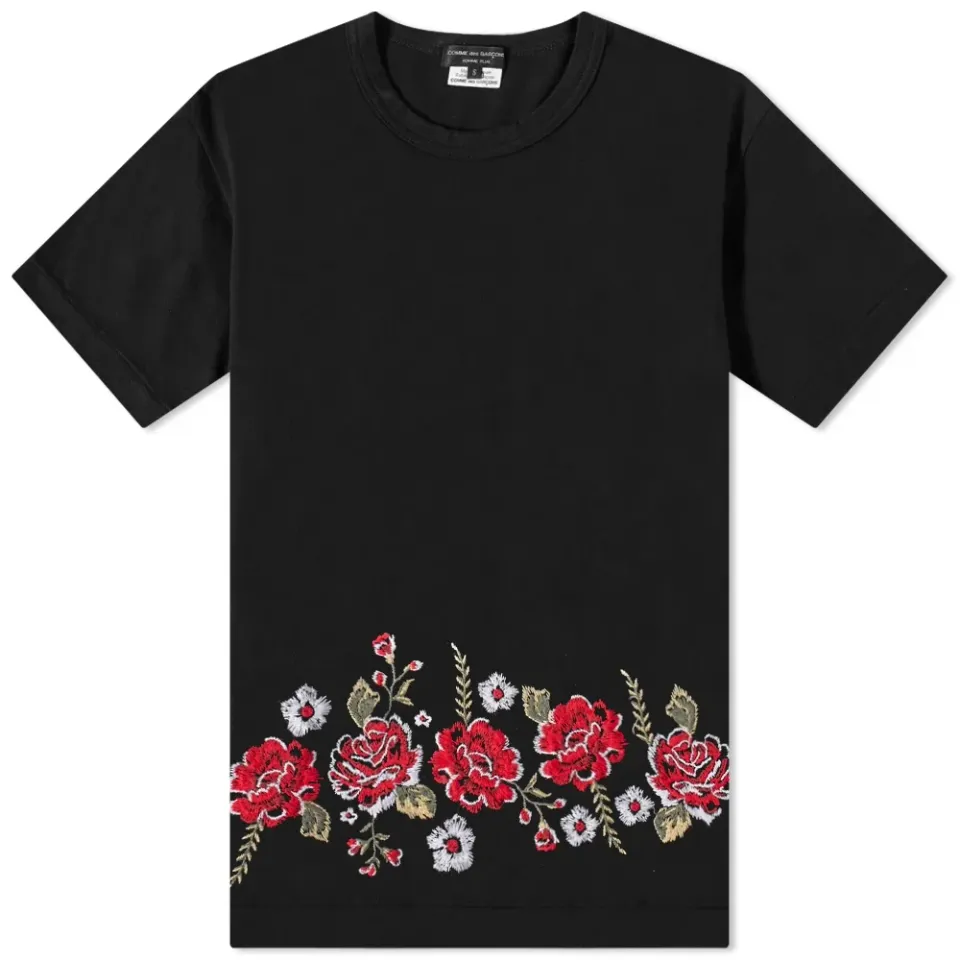 Hem Roses Embroidery T-Shirt