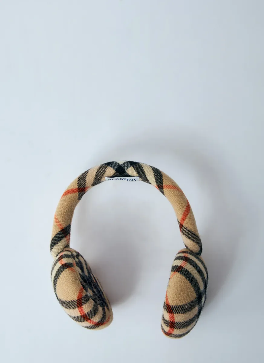 Check Wool Earmuffs
