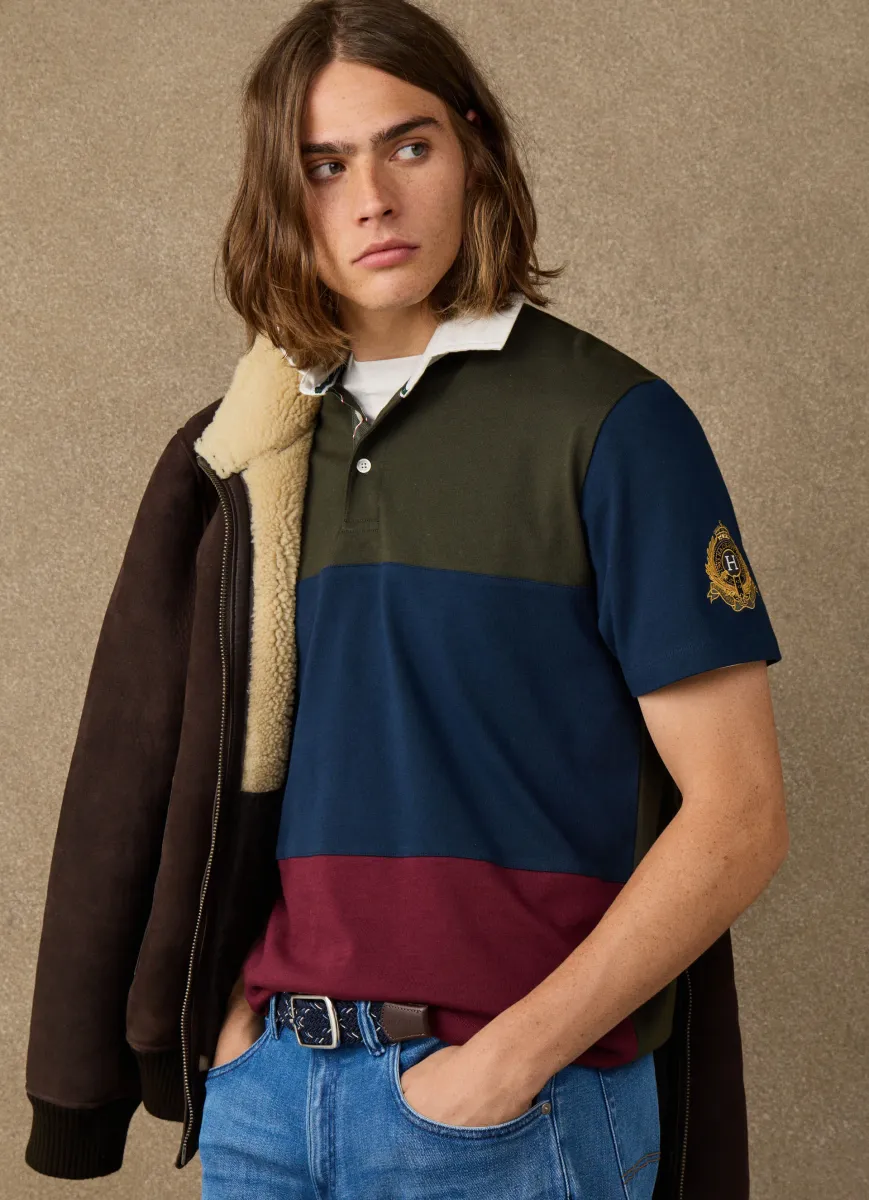 Classic Fit Short Sleeve Patch Rugby Shirt