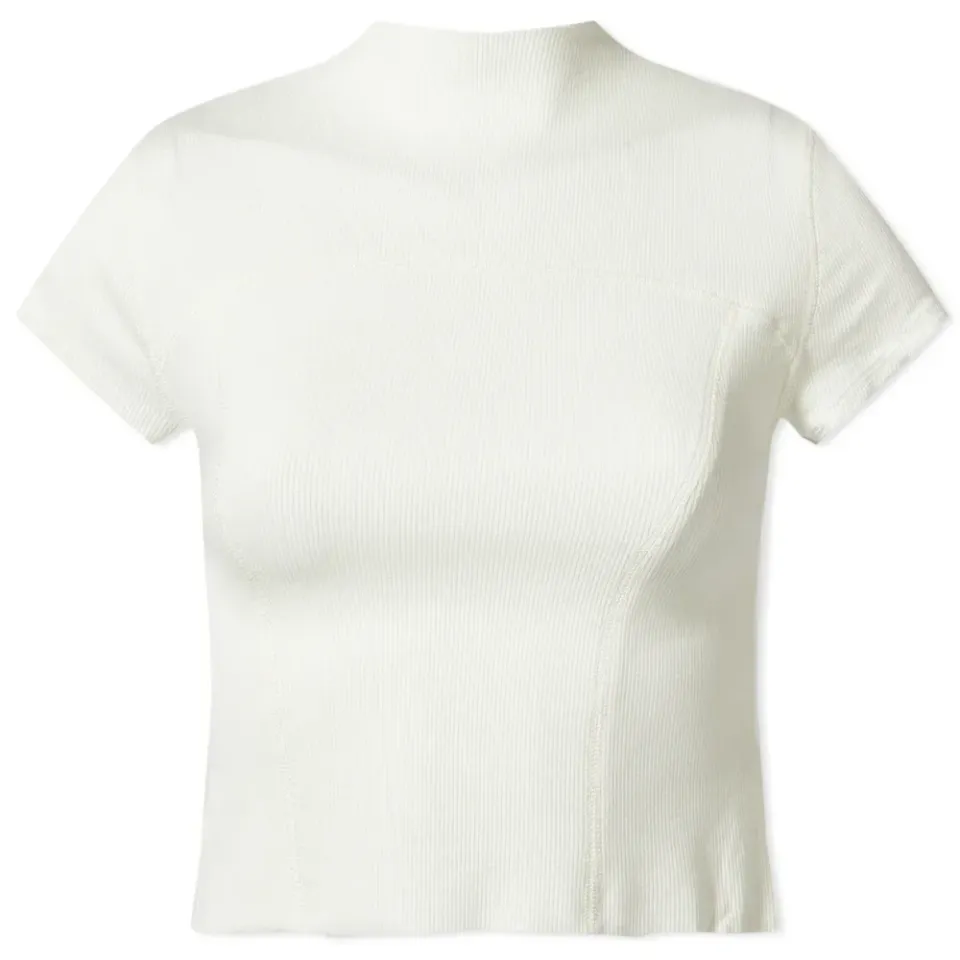 Contrast Stitch Crop Mock T-Shirt