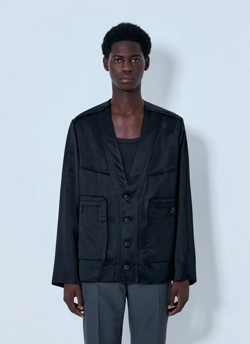 Buttoned Jacket with Patch Pockets