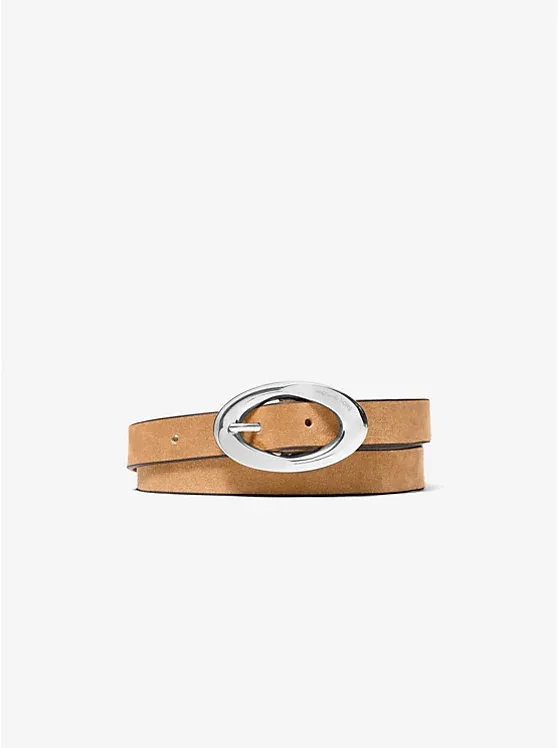 Oval Buckle Suede Belt
