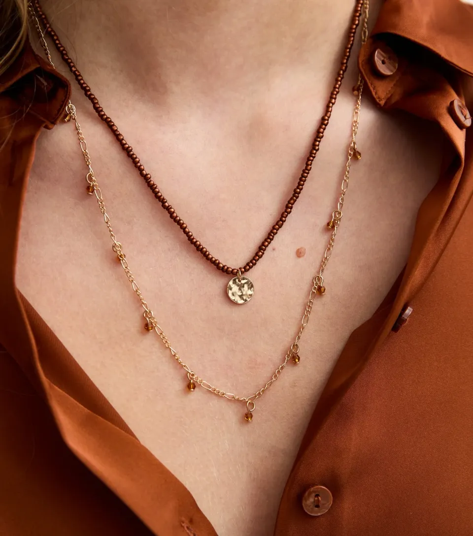 Gold Layered Beaded Necklace