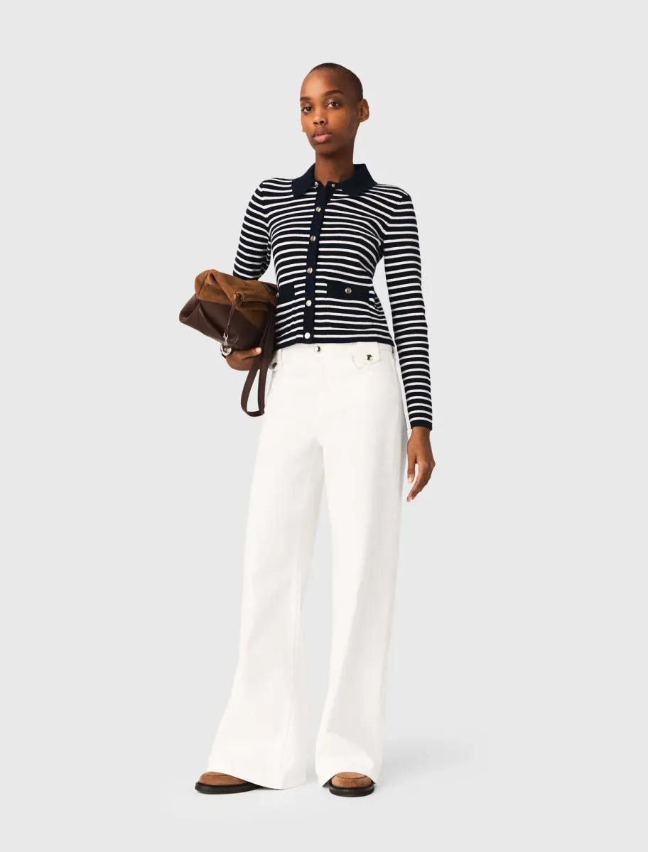 Striped polo cardigan