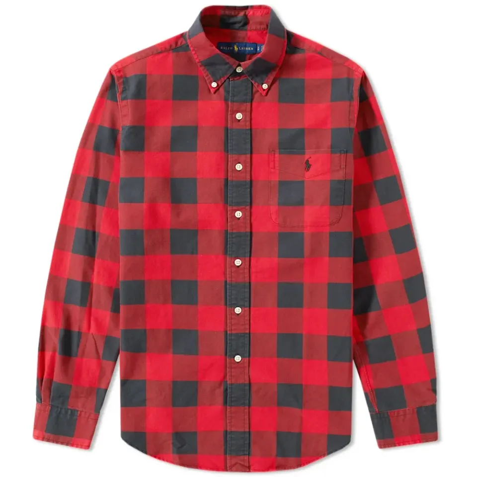 Custom Fit Button Down Check Oxford Shirt