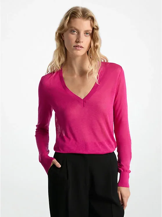 Silk Blend V-Neck Sweater