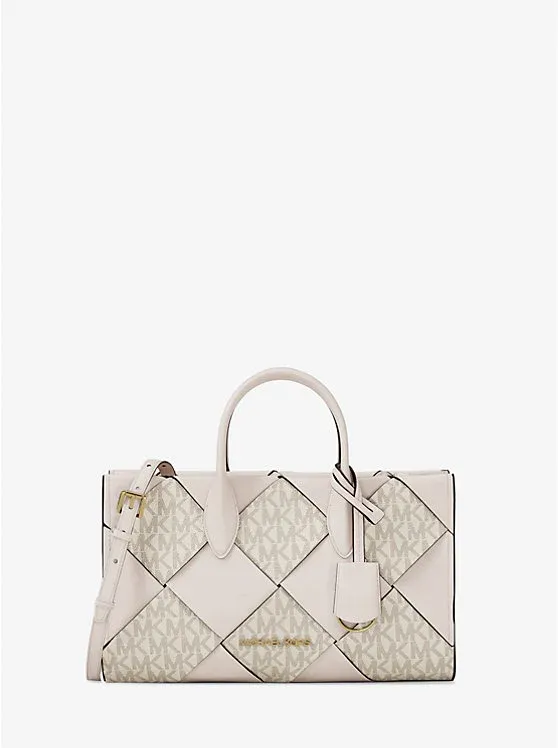 Mirella Small Woven Signature Logo Satchel