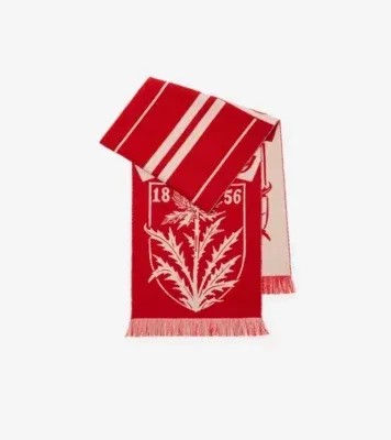 Thistle Shield Wool Scarf in Poppy red