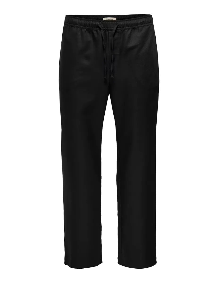 Loose Fit Twill Trousers Black