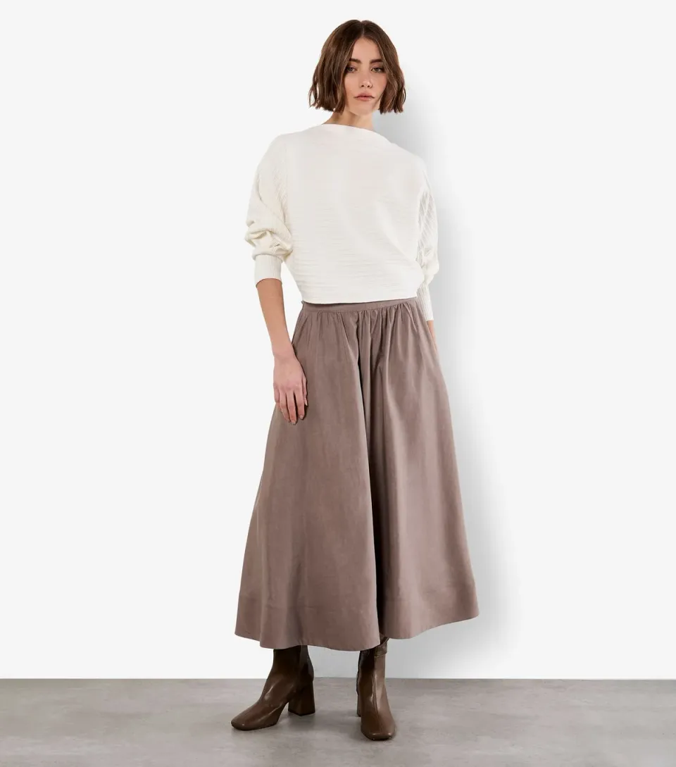 Women's White Ribbed Batwing Jumper