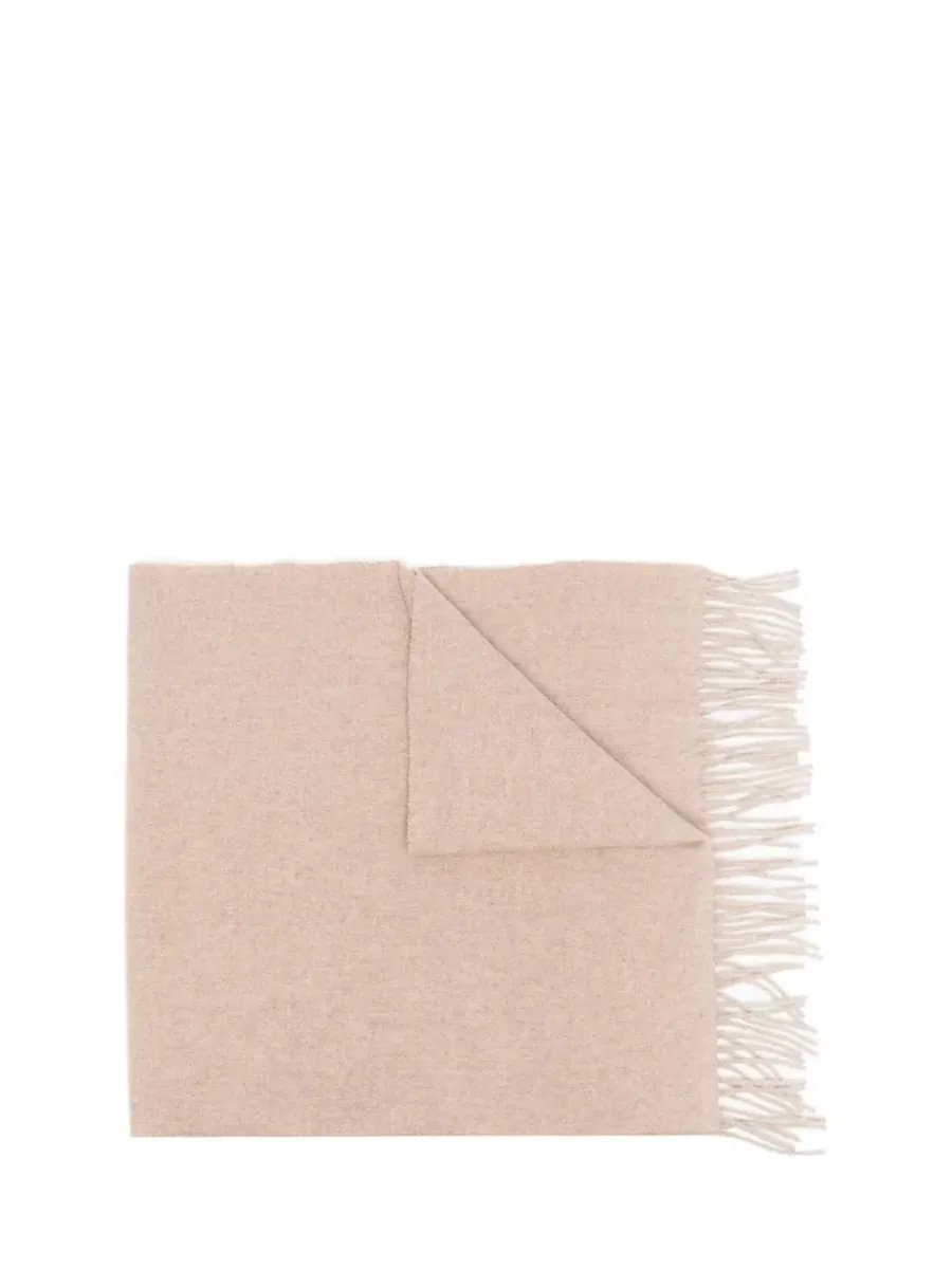 Classic Wool Fringe-Edge Scarf Light Beige