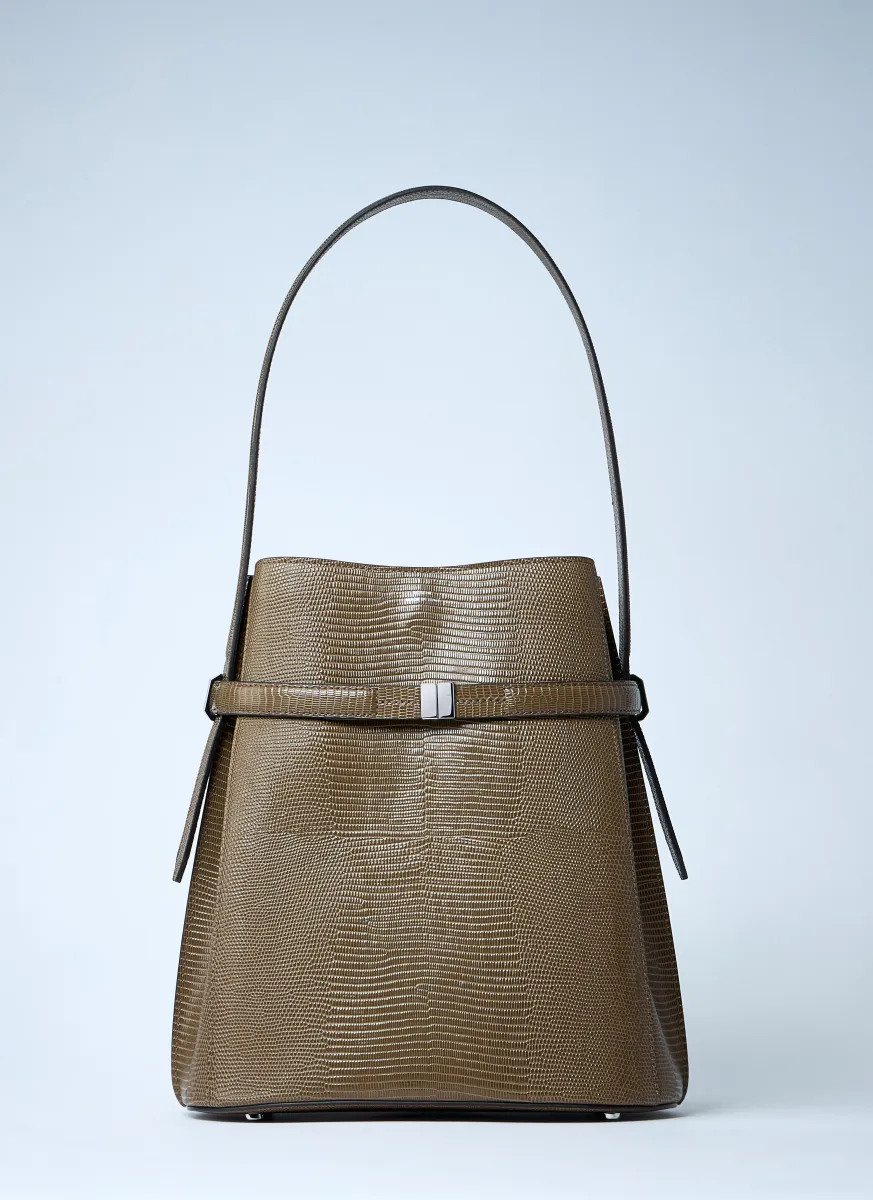 Leather Belted Bucket Bag