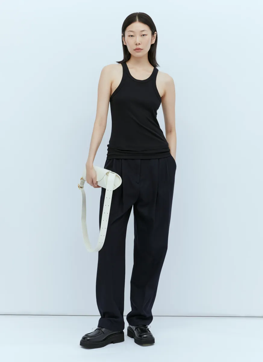 Double-Pleated Tailored Pants