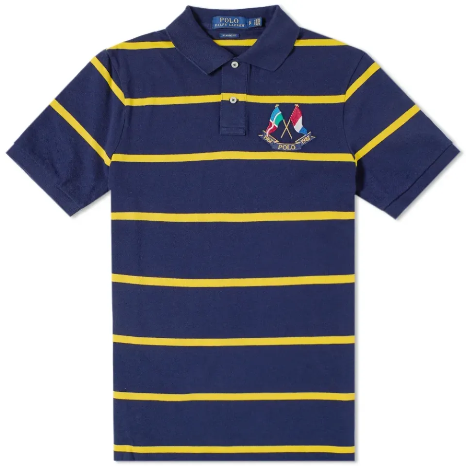 Crossed Flags Stripe Polo