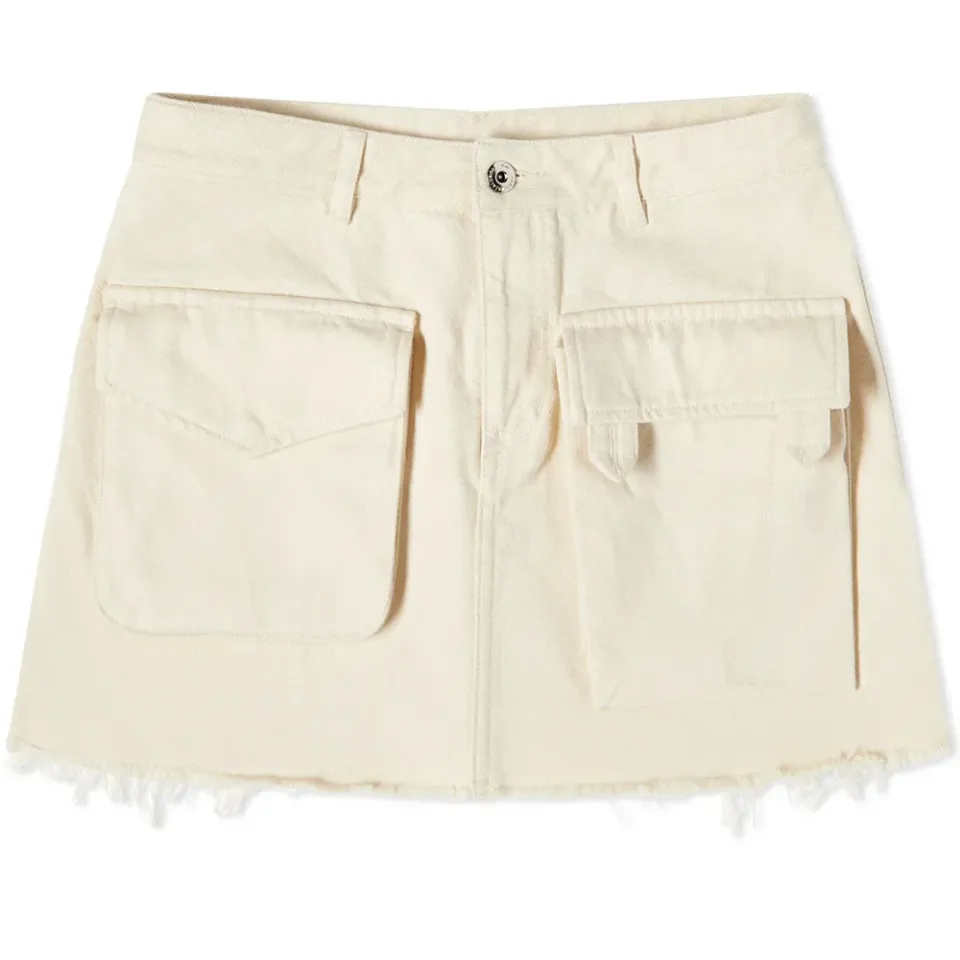 Washed Denim Patch Pocket Skirt