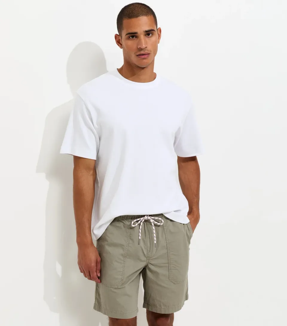 Men's Light Khaki Relaxed Fit Cotton Jogger Shorts
