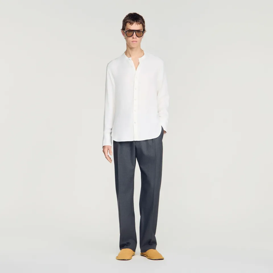 Loose-fit Mandarin collar shirt
