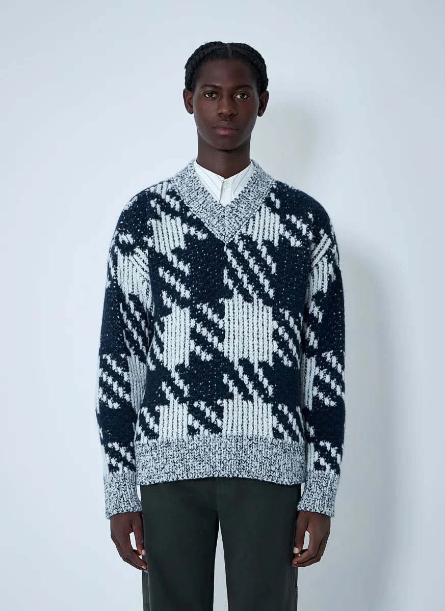 Check Wool-Blend Sweater