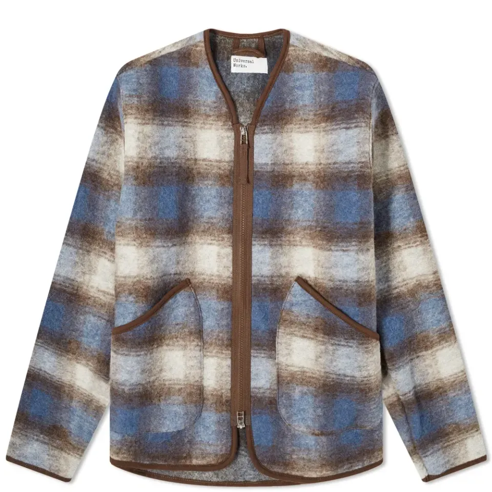 Wool Fleece Check Zip Liner Jacket