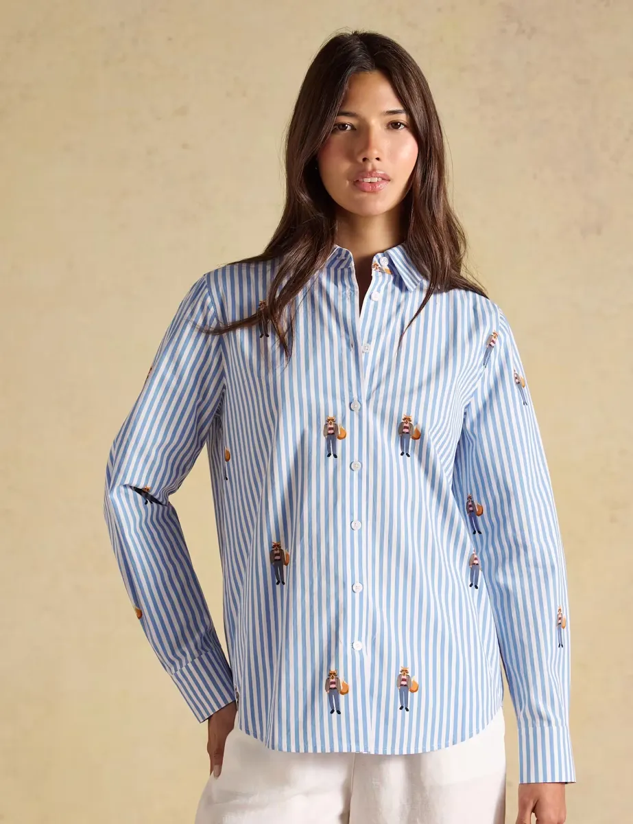 Pure Cotton Striped Shirt Blue Mix