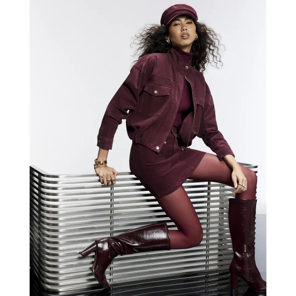Burgundy Cord Utility Bomber Jacket
