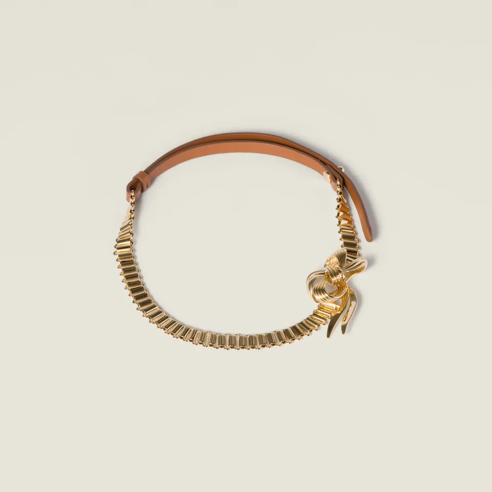 Metal and leather necklace