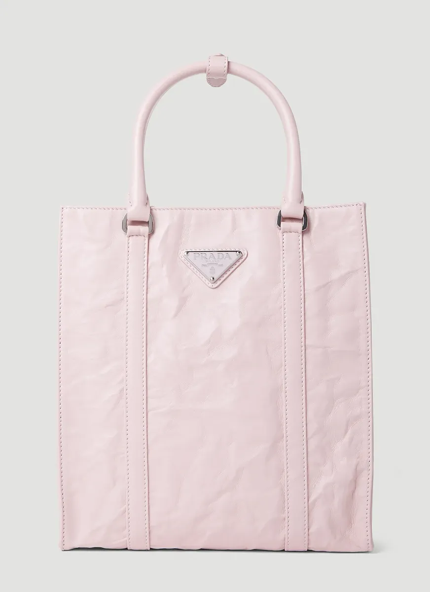 Crinkled Leather Tote Bag