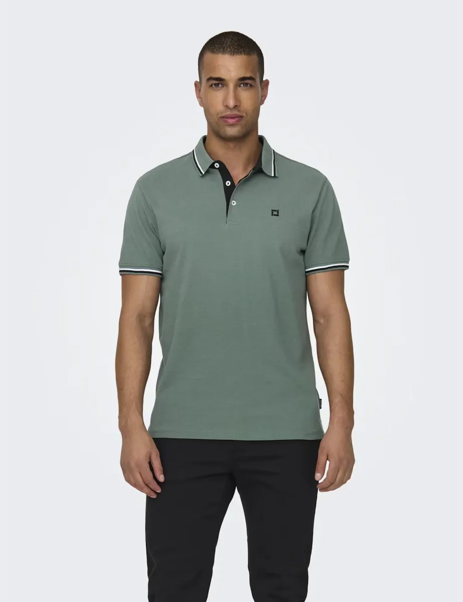 Pure Cotton Tipped Polo Shirt Green