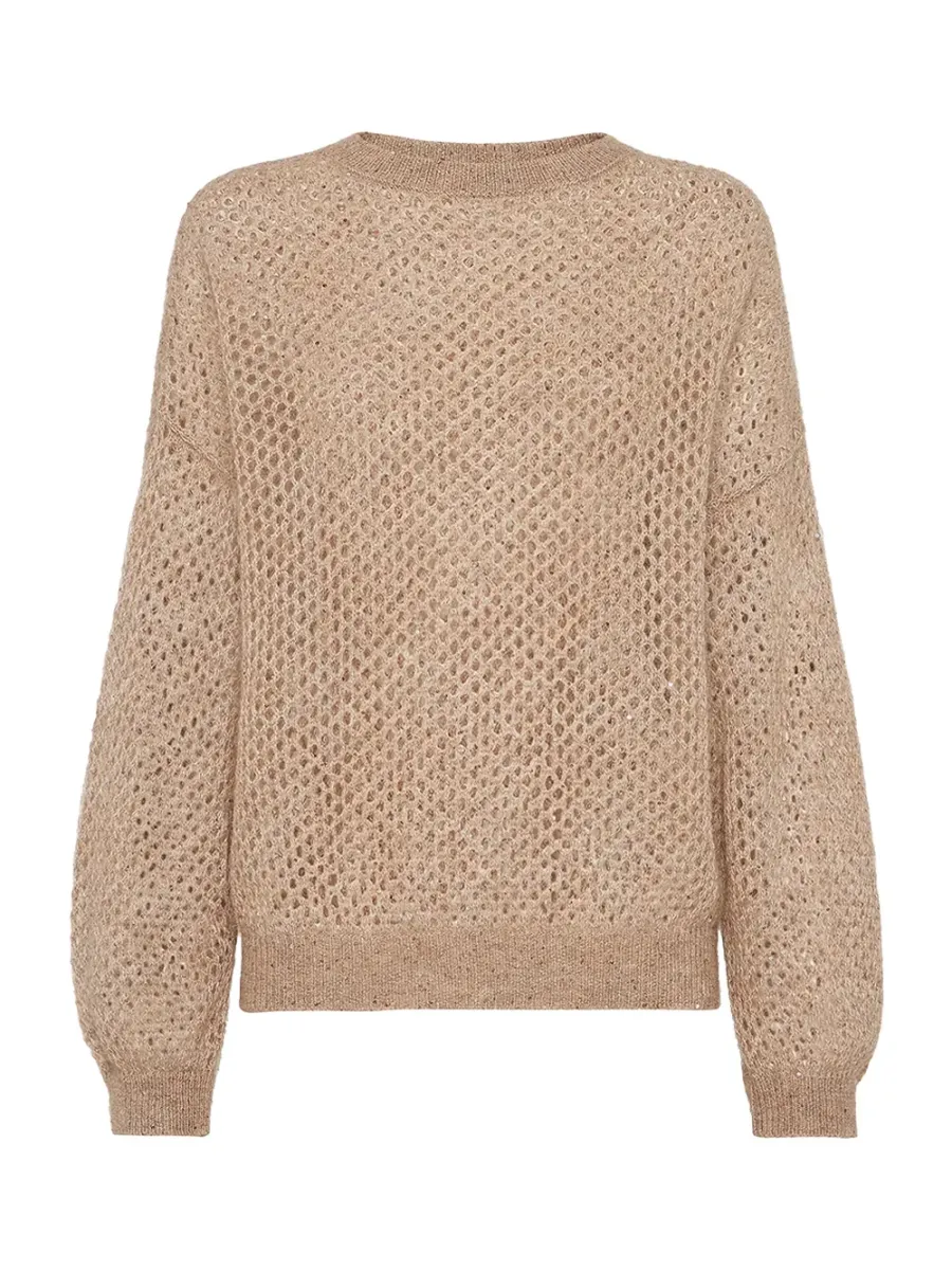 Women mesh sweater Hazelnut