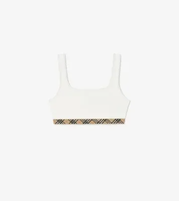 Check Trim Bikini Top in Chalk white - Women, Nylon