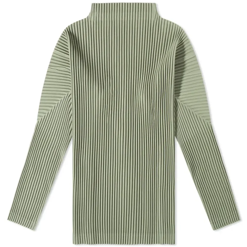 Long Sleeve Pleated Roll Neck