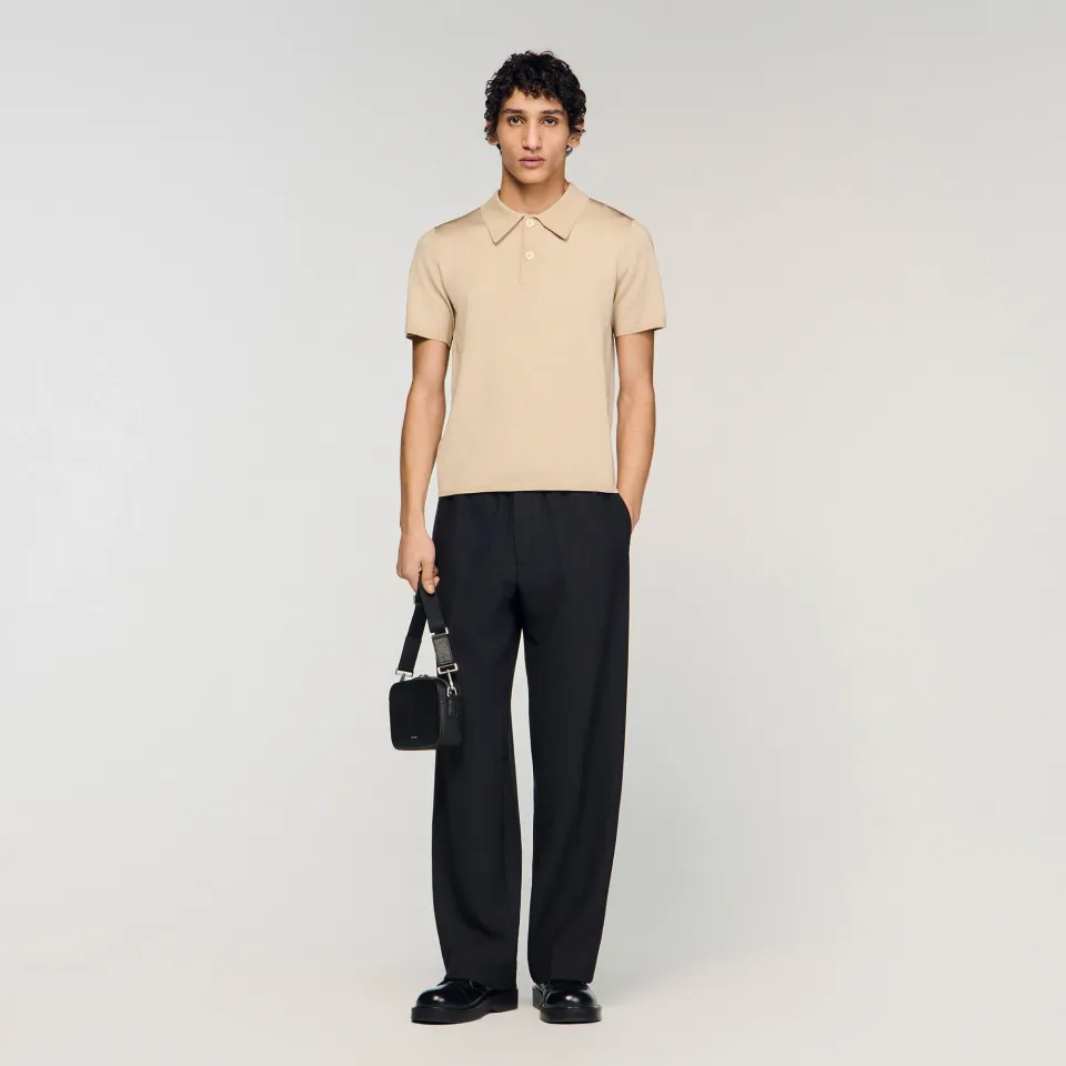 Short-sleeve knitted polo shirt