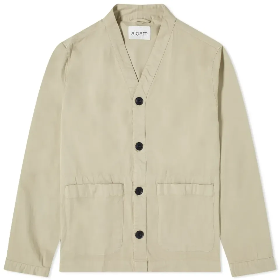 Collarless Twill Work Jacket