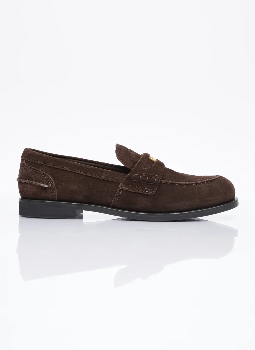 Coin Plaque Suede Loafers