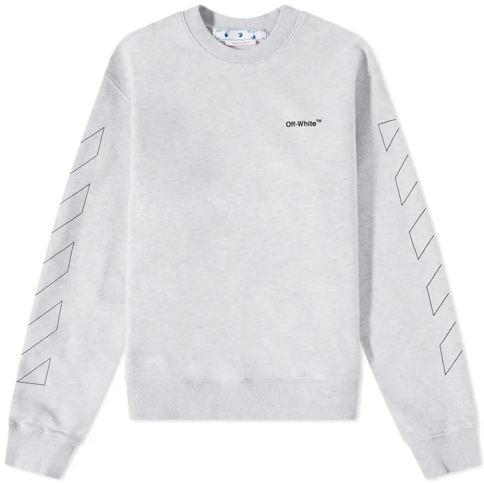 Diagonal Outline Slim Crew Neck Sweat